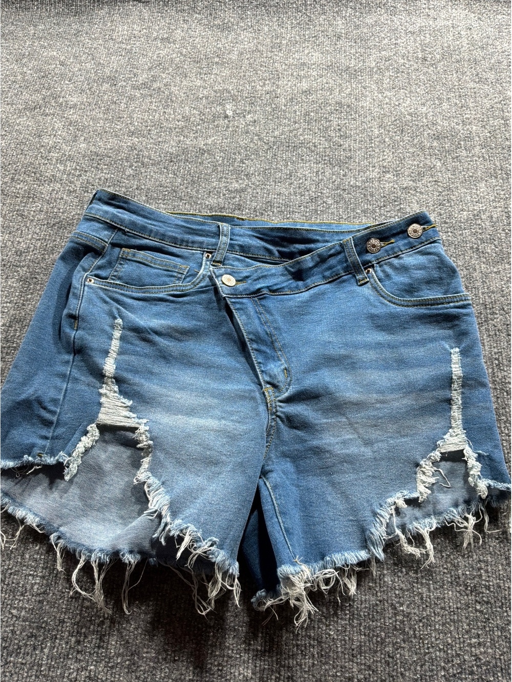 Women's Distressed Blue Denim Shorts Size L